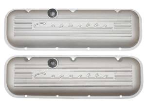 9096-2P-AC | PML Cover Valve Covers, Corvette Script, Standard For Chevrolet Big Block 396, 427, 454 and 502 Engines | Natural As-Cast Finish